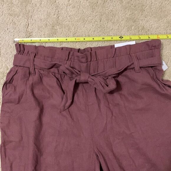 Maurices Linen Ankle Pants Brown Paper Bag High Rise 29” Leg - Picture 8 of 9